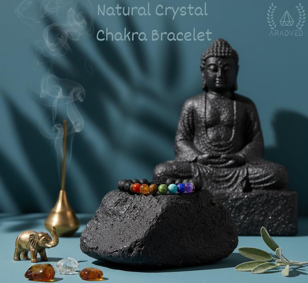 ARADVED 7 Chakra Crystal Tree 300 Beads & Healing Bracelet Set - Tree of Life Feng Shui Decor for Positive Energy - Gemstone Money Tree with Matching Chakra Bracelet for Meditation & Spiritual Gifts