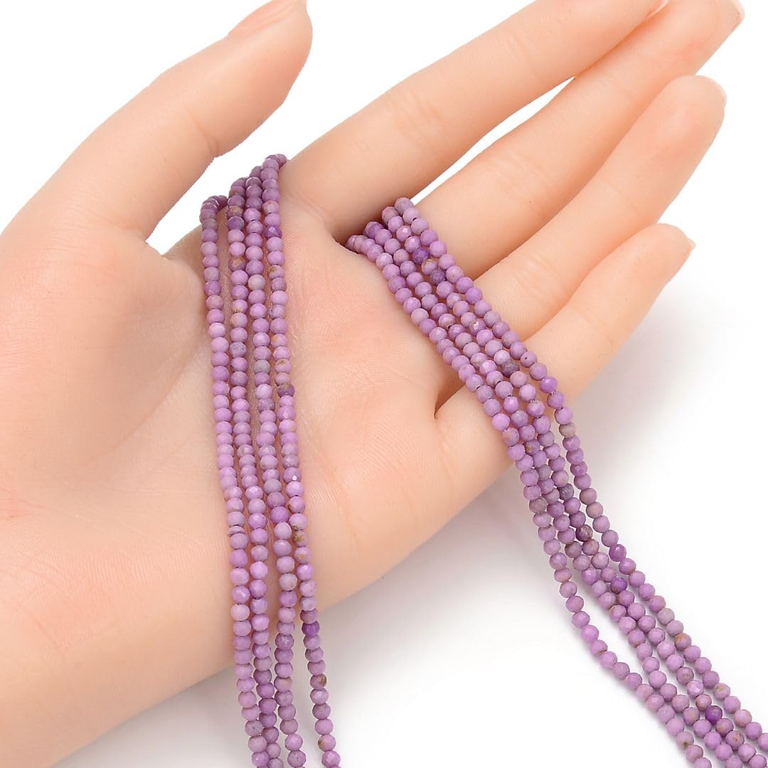 Adabele 30 Inch Natural Purple Phosphosiderite Healing Gemstone 3mm (0.12 Inch) Tiny Small Faceted Round Loose Beads Stone Spacer (270-290pcs Total) for Craft Jewelry Making GK3-25