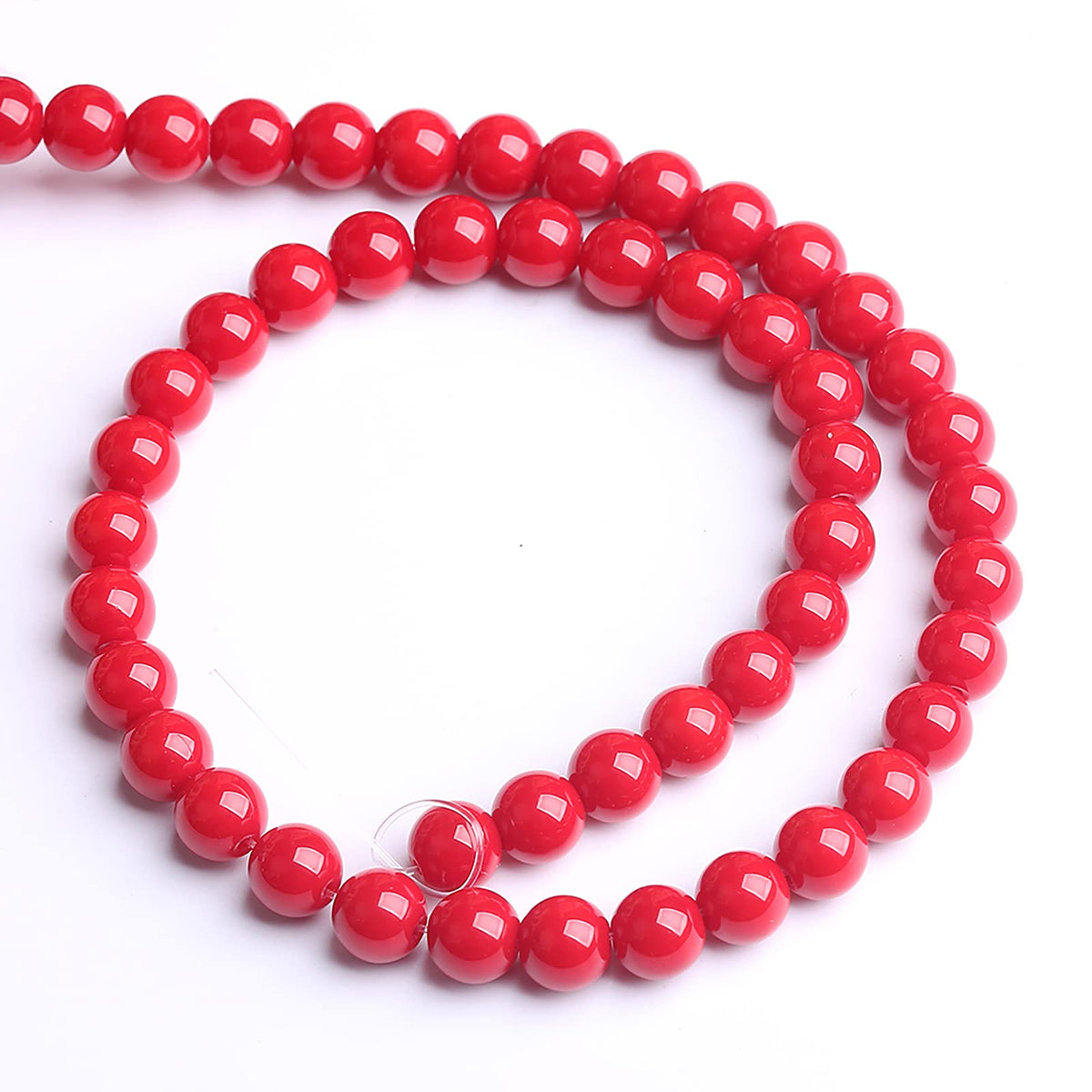 90PCS 8MM Red Glass Round Spacer Loose Beads for Jewelry Making DIY Bracelet Necklace