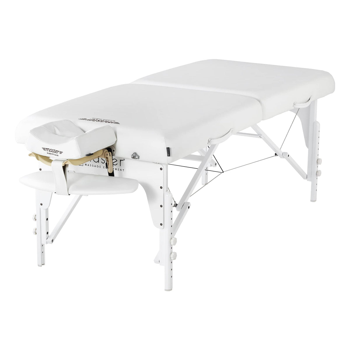 Master Massage 31" Montclair Pro Portable Massage Table Package, Memory Foam Cushioning, Reiki Panels, Shiatsu Cable Release- Tattoo Table, Spa Bed, Facial Bed - White