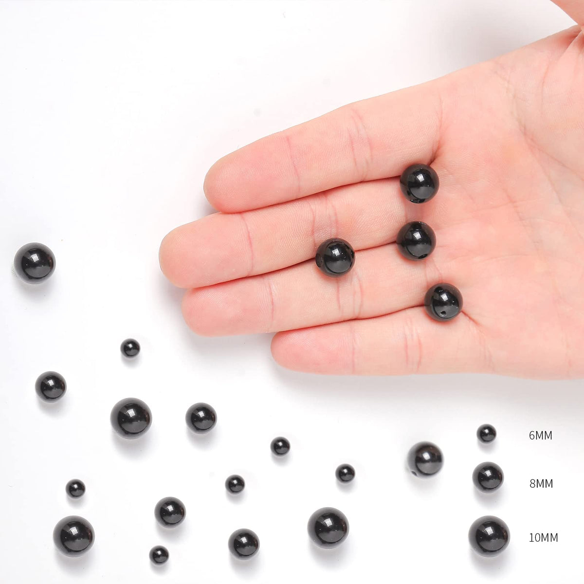 60pcs 6mm Natural Black Onyx Agate Gemstone Beads Energy Healing Crystal Round Loose Stone Beads for Jewelry Making, DIY Bracelets Necklaces