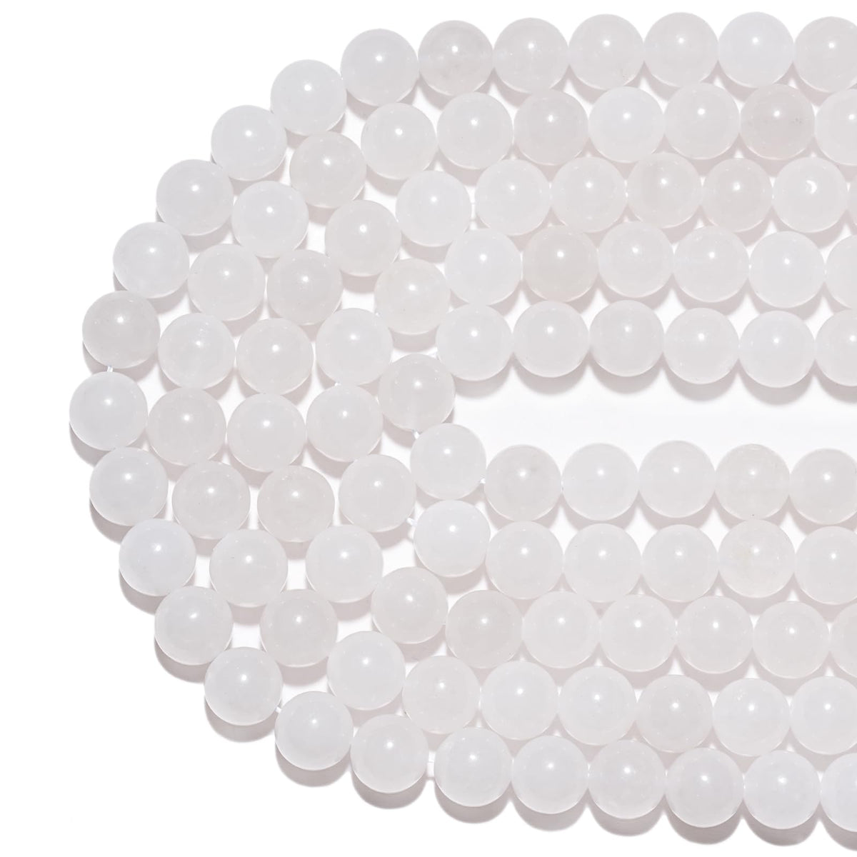 10mm Natural White Jade Gemstone Beads Polished Round Smooth Stone Beads for Bracelets Jewelry Making 15inch Loose Beads