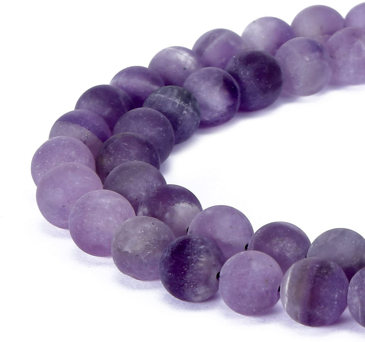 jodaying 8mm Purple Amethyst Matte Round Natural Gematone Loose Beads for Jewelry Making DIY 1 Strand 15"