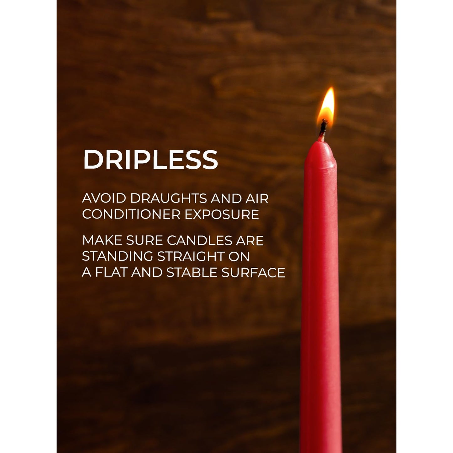 CANDWAX 10 inch Red Taper Candles Set of 12 - Dripless and Long Burning Candlesticks - Perfect as 10 inch Taper Candlesticks for Dinner or Holiday Home Decor - Red Candle Sticks