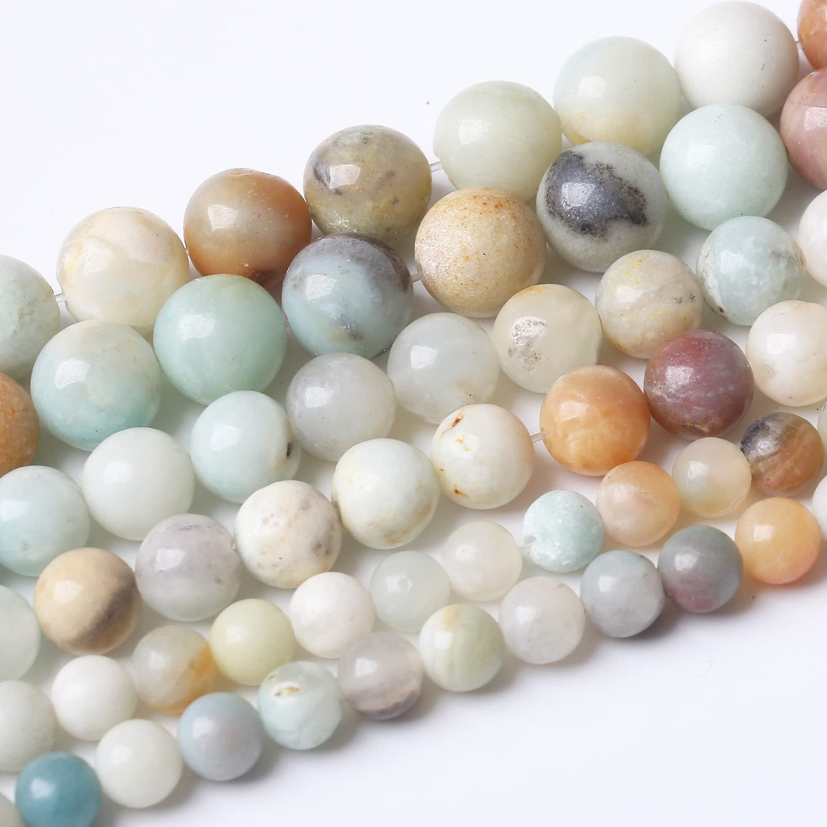 32PCS 12MM Natural Amazonite Beads Round Loose Stone Beads for Jewelry Making DIY Energy Stone Healing Power Bracelet 15"