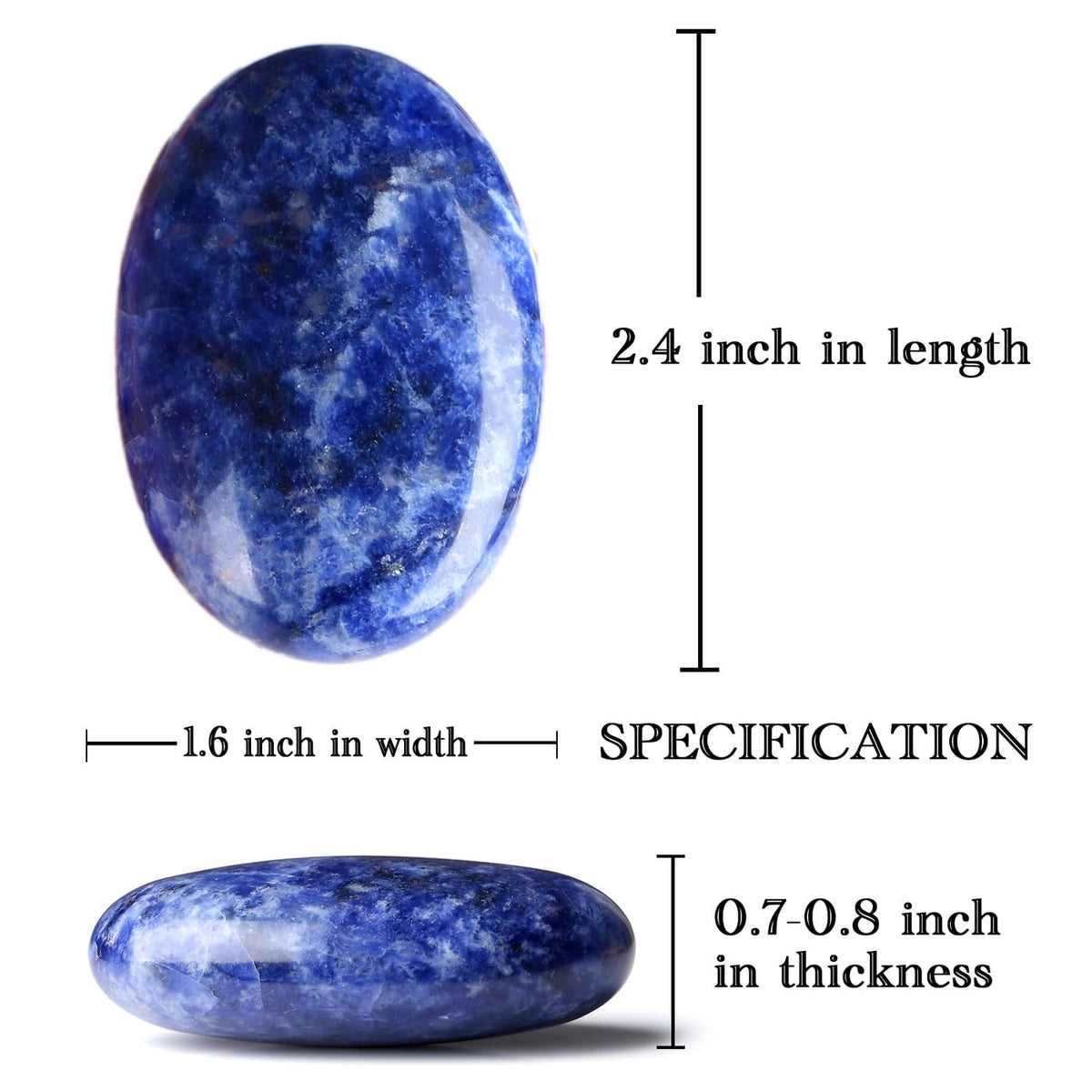 MAIBAOTA 2.4" Large Blue Sodalite Crystal Stone Polished Palm Stone Healing Crystals 0.7" Thick Natural Reiki Gemstone Worry Stone Energy Balancing Anxiety Stress Relief Meditation 1 Pc