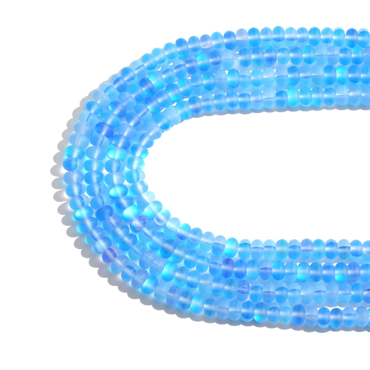 5x8mm Dark Blue Matte Aurora Crystal Glass Beads Loose Rondelle Disc Beads Frosted Moonstone for Jewelry Making