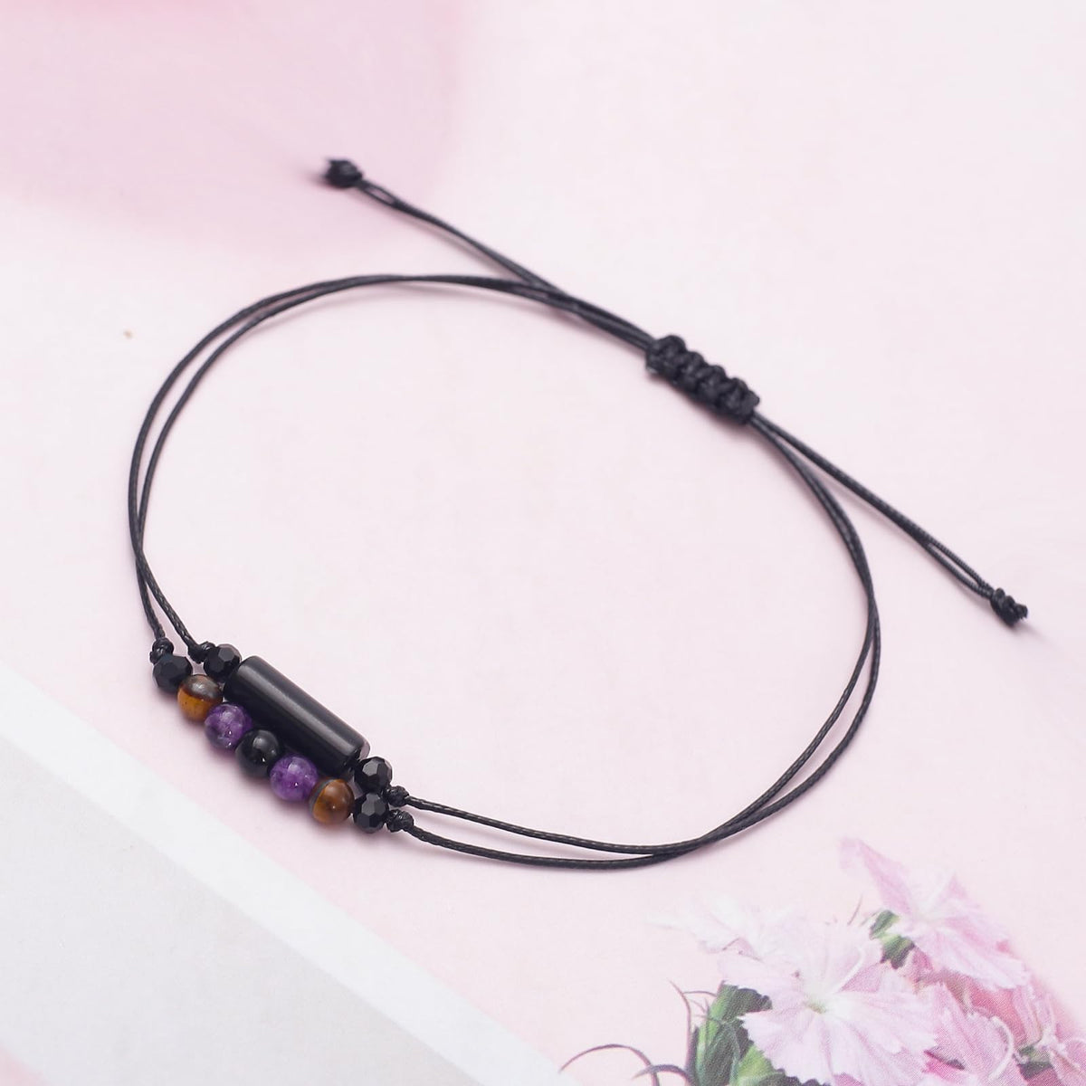MTJAHPS Protection Bracelet, empath protection, black obsidian Crystals and Healing Stones Bracelet for Women ，Luck ，Anxiety and Stress Clam Bracelet (No Negativity)
