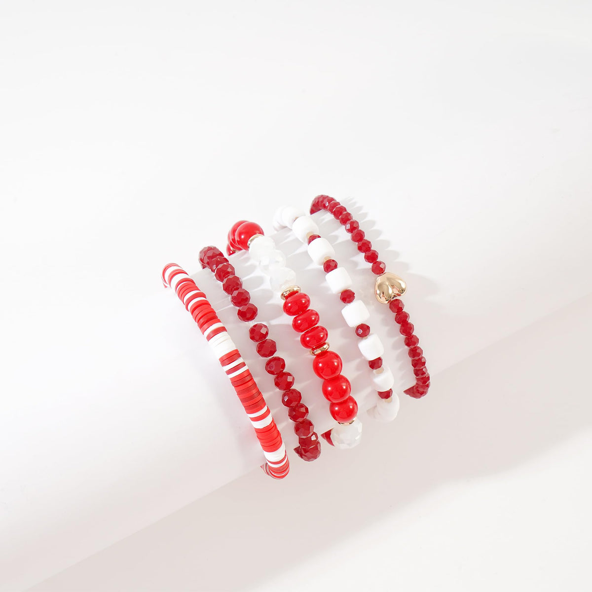 RISHEGAE Crystal Heishi Beaded Bracelet for Women Stackable Bracelet Layering Friendship Summer Stretch Bracelets for Women