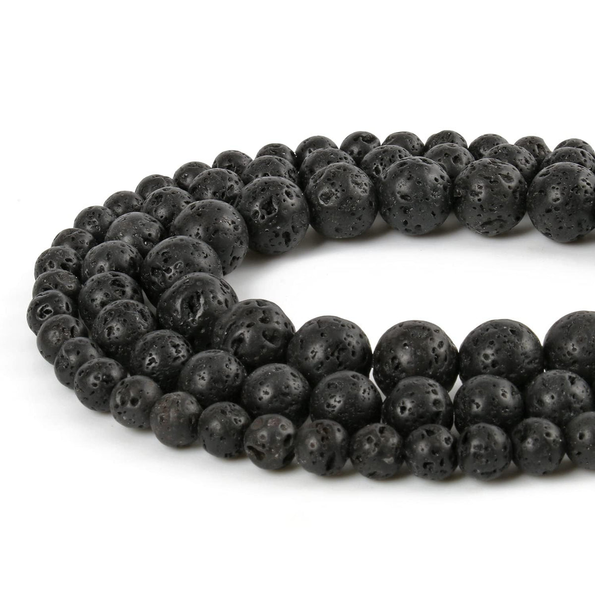 45pcs 8mm Natural Stone Beads Black Lava Beads Energy Crystal Power Gemstone for Jewelry Making, DIY Bracelet Necklace