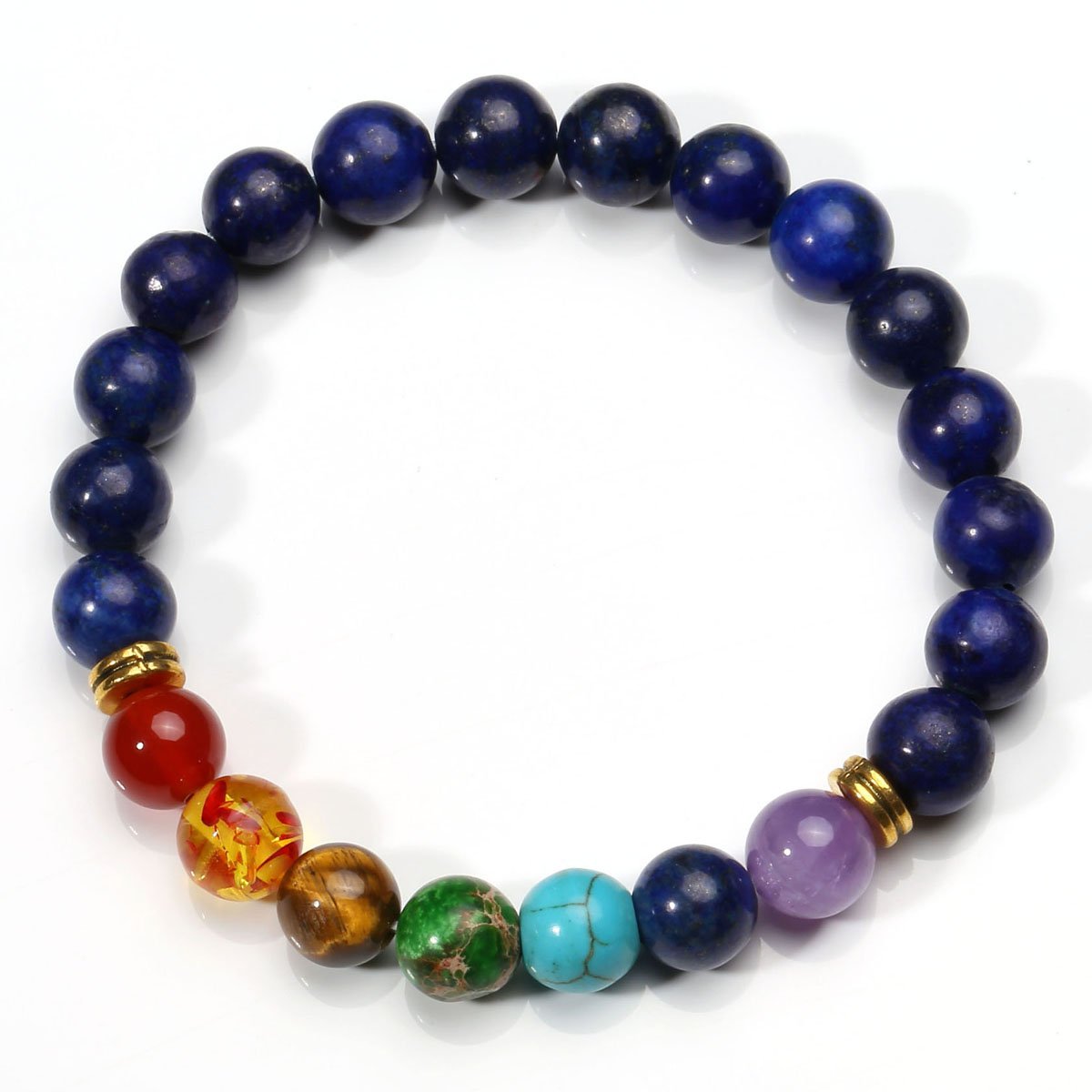 Eigso 8 Pcs 7 Chakra Bracelets Set for Women Men Meditation Lava Rock Bracelet