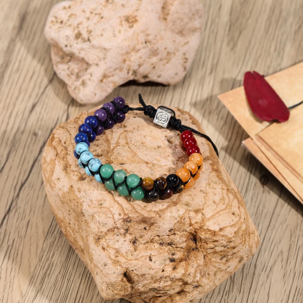 RUPCLALA Hand-woven 7 Chakra Bracelet for yoga relaxation
