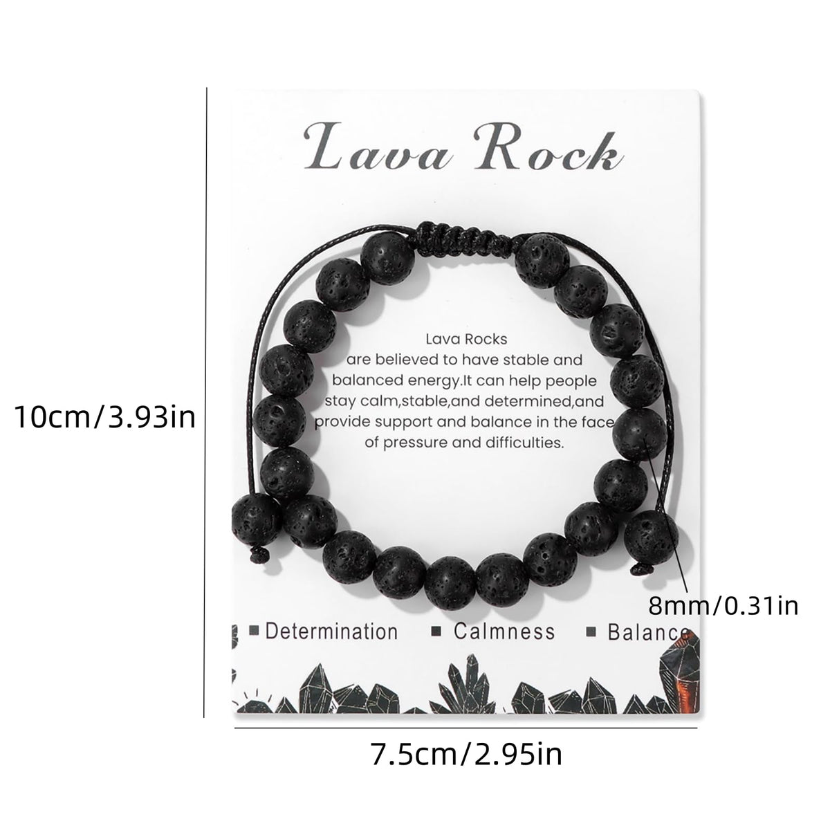 Lava Stone Bracelet for Men Women 8mm Dainty Handmade Adjustable Lava Bead Bracelet Healing Crystal Bracelet Gemstone Bracelets Lava Rock Bracelets for Women