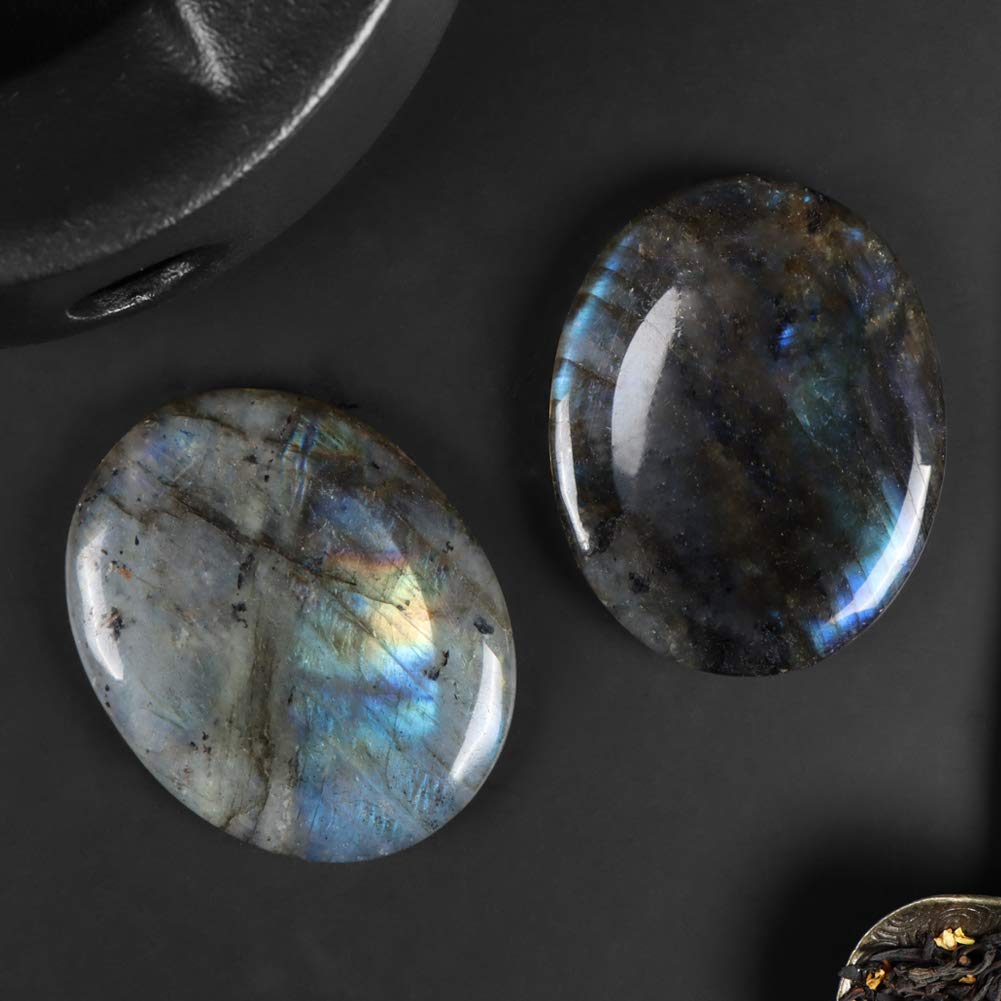 Artistone Labradorite Crystal Chakra Worry Stones Oval Shaped Palm Thumb Pocket Stones for Crystal Healing Reiki Meditation Anxiety Stress Relief Therapy