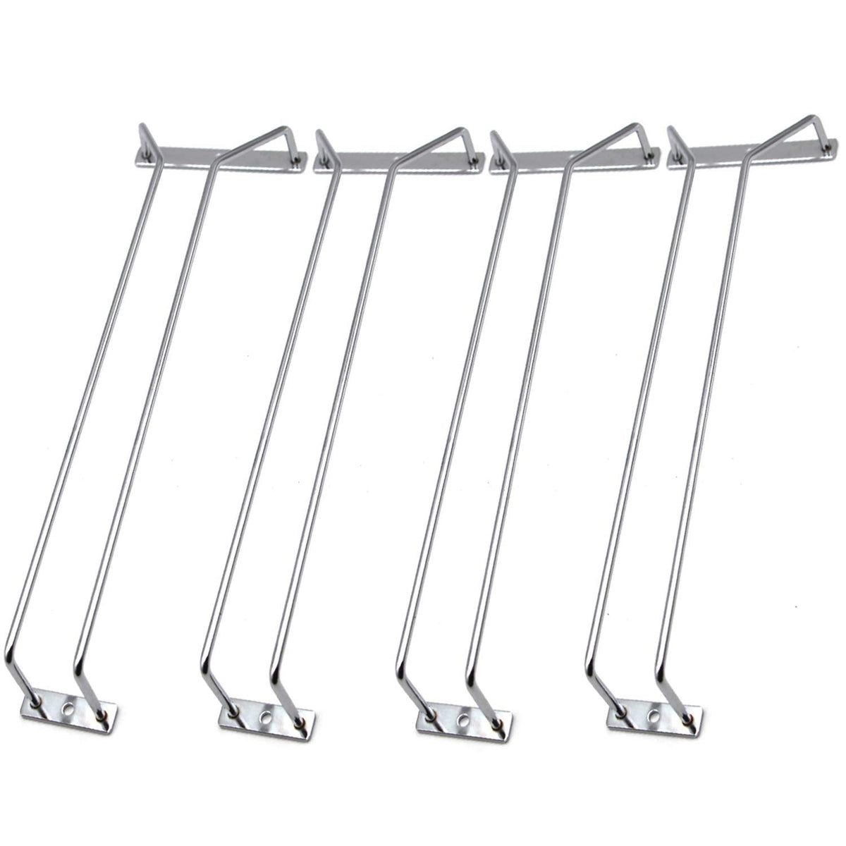 RedDreamer 14-Inch Wine Glass Rack, Under Cabinet Wine Glass Holder Stainless Steel Chrome Finish Stemware Rack - Hanging Stemware Holder for Cabinet Kitchen Bar, Set of 4