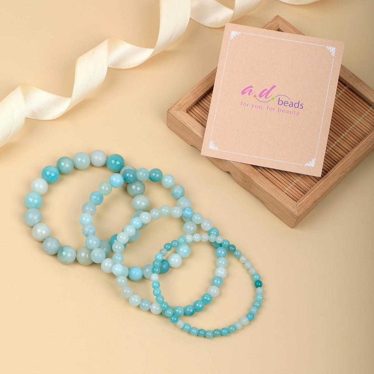 AD Beads Handmade Gemstone Stretch Elastic Bracelet Crystal Healing Reiki Nature's Beauty and Spiritual Essence Unisex (8mm, Amazonite (Unlock Your True Self))
