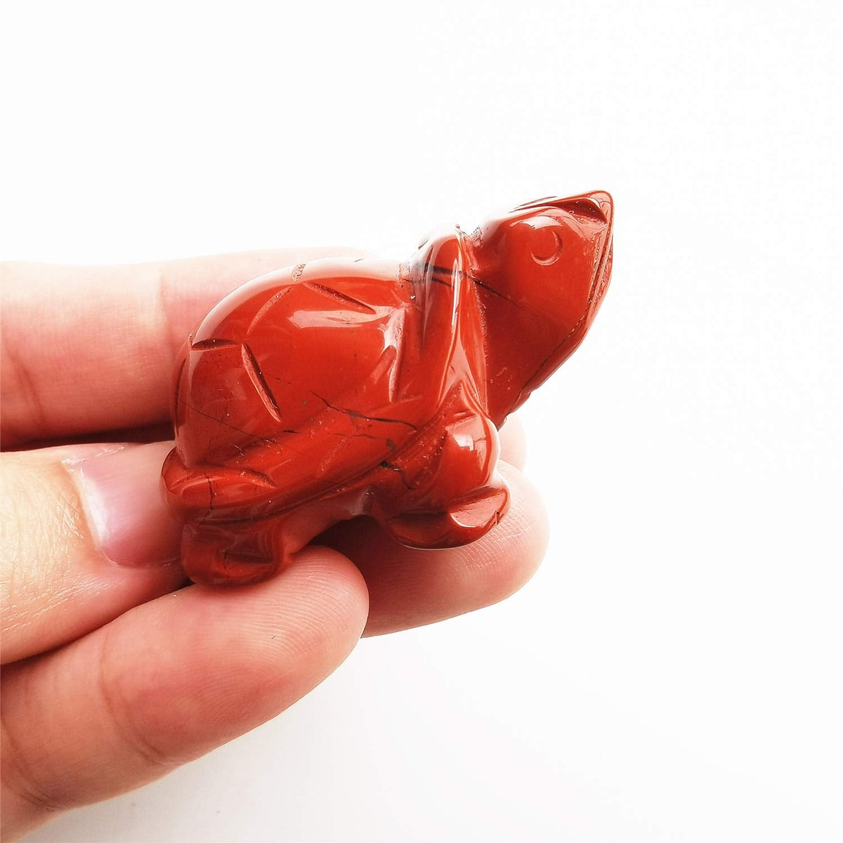 Gemgogo 2 Pcs Red Jasper Crystals and Healing Stones, Pocket Carved Tortoise Decor Animal Figurines 1.5 Inches Room Decor Gemstone