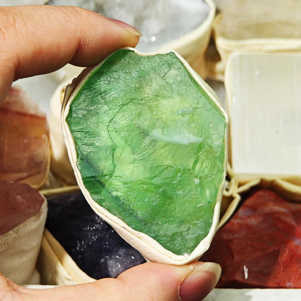 9 PCS Healing Crystals Raw Stones Set Natural Rock Minerals Specimens Collection Natural Amethyst White Crystal Fluorite Rose Quartz Assorted Gemstones Raw Energy Meditation(Crystal Rough Stone Set)