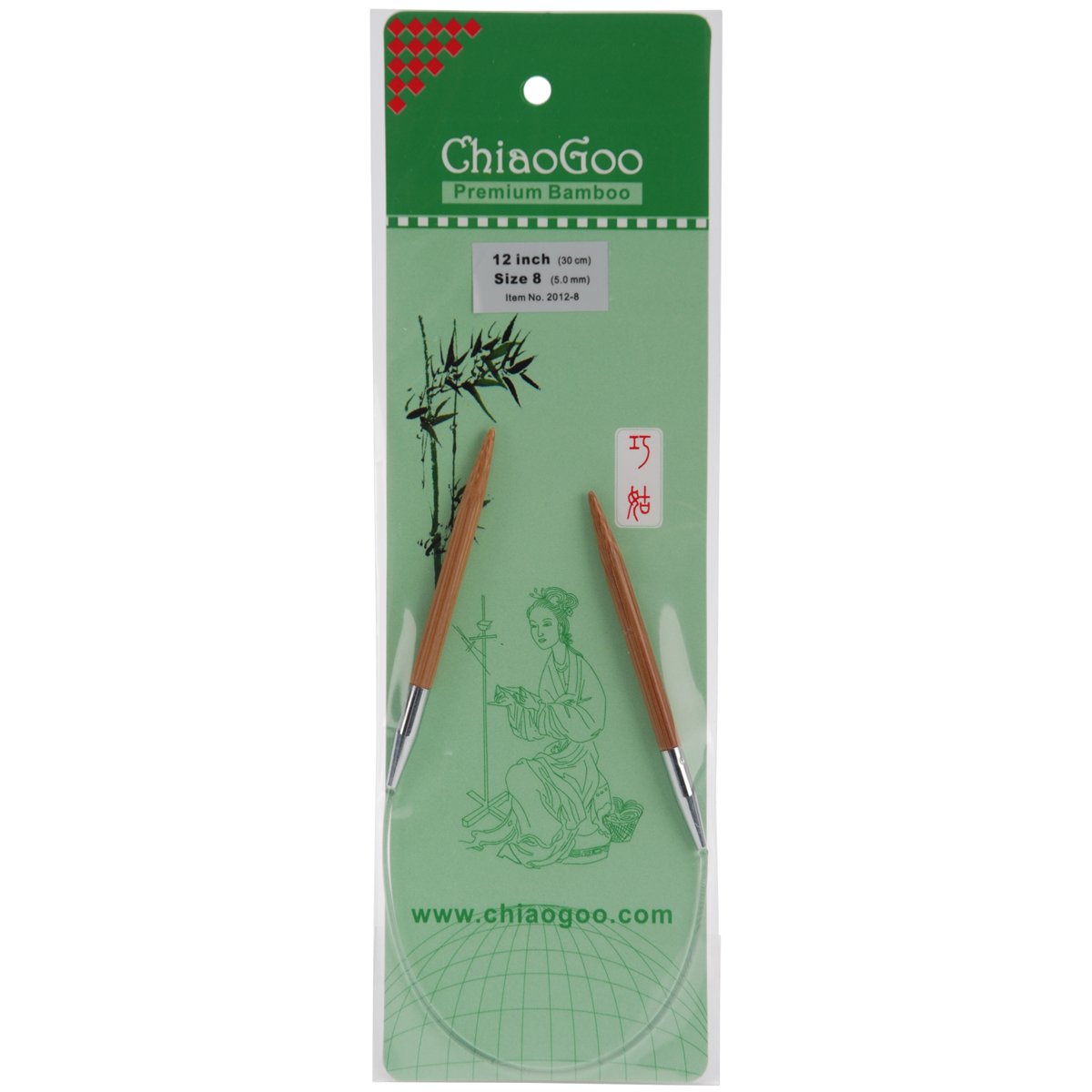 ChiaoGoo Bamboo Circular 12" Knitting Needles: Size 8