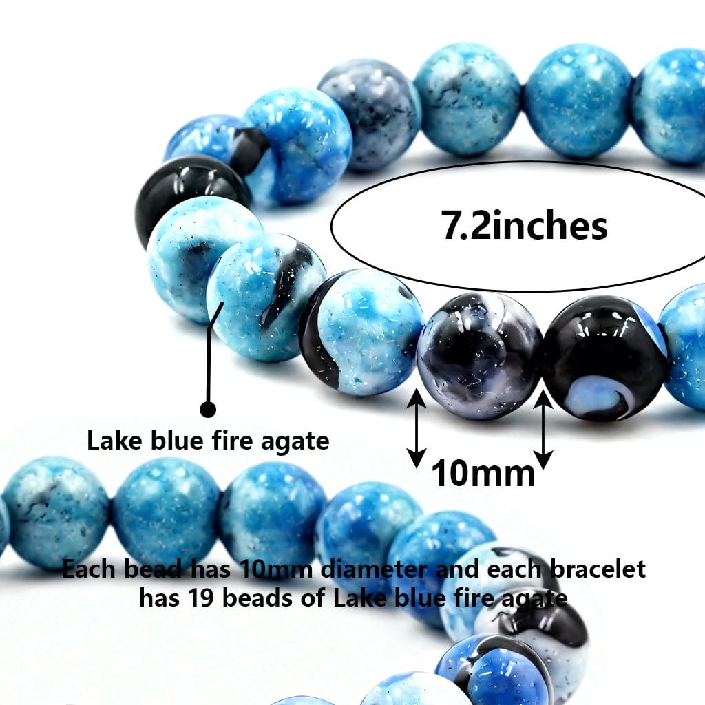 PZTIIY Natural Energy Healing Stone Charm Bracelet 10mm Natural Energy Healing Lava Rock Bracelet - Unisex (Large)