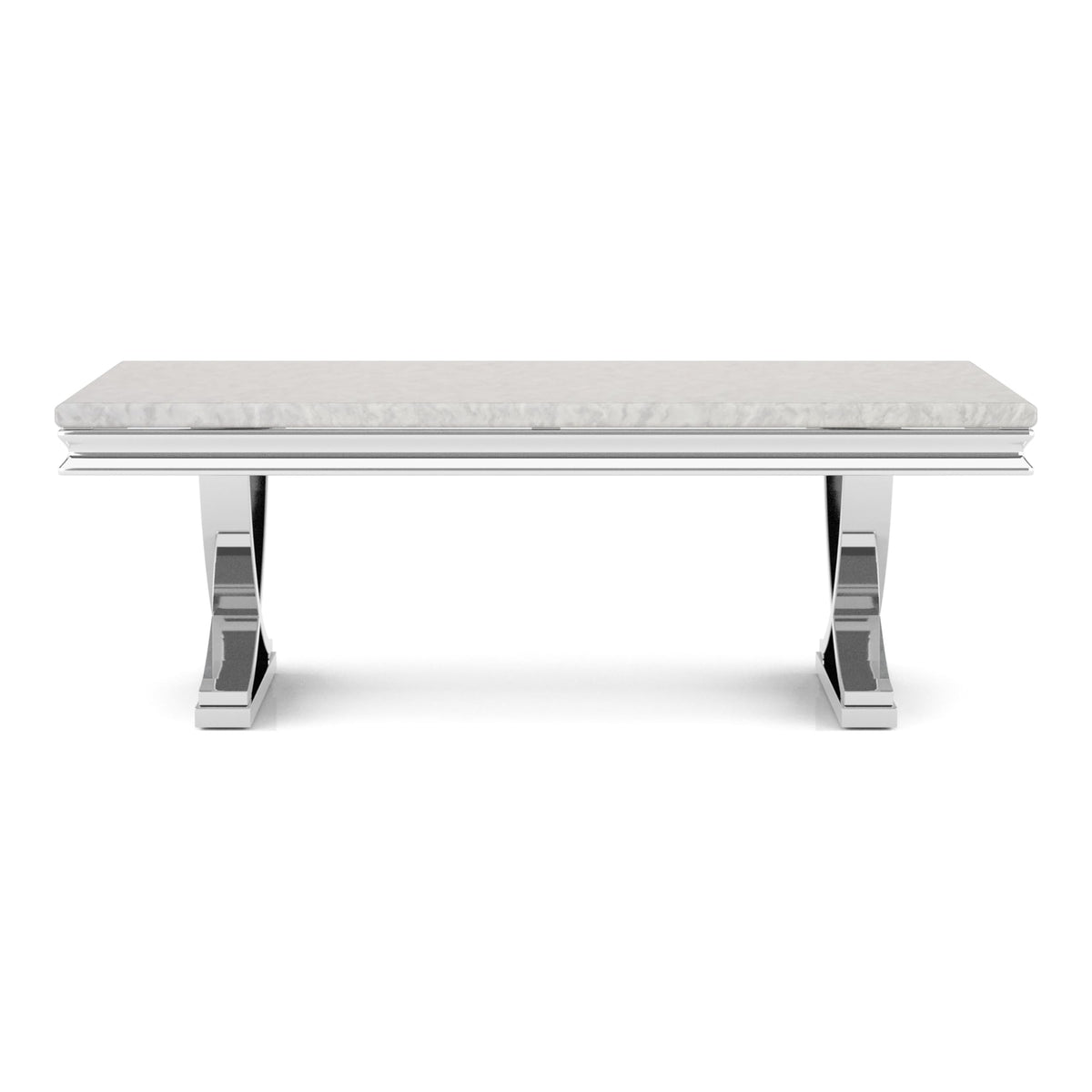 Furniture of America Obera 18mm Faux Marble Top Coffee Table with X-Shaped Base, Metal Construction, Home Décor for Living Room, Lounge Area, Office, Chrome
