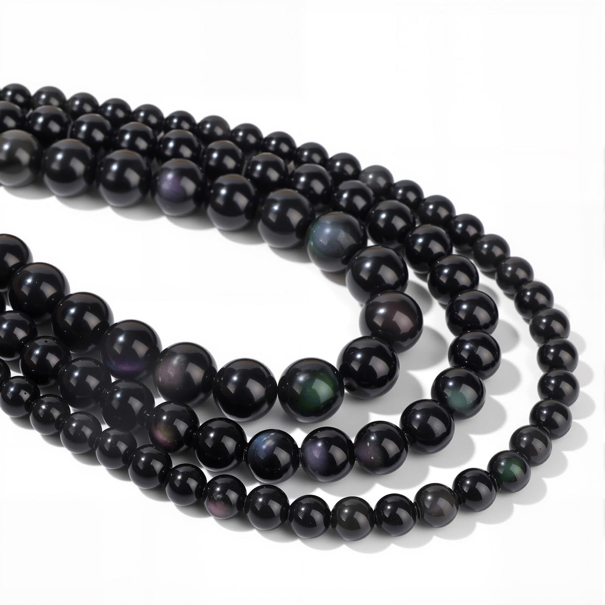 40pcs 10mm Natural Obsidian Gemstone Beads Healing Crystal Round Loose Stone Beads for Jewelry Making, Crystal Stone Beads for Bracelets Necklace Earrings Making