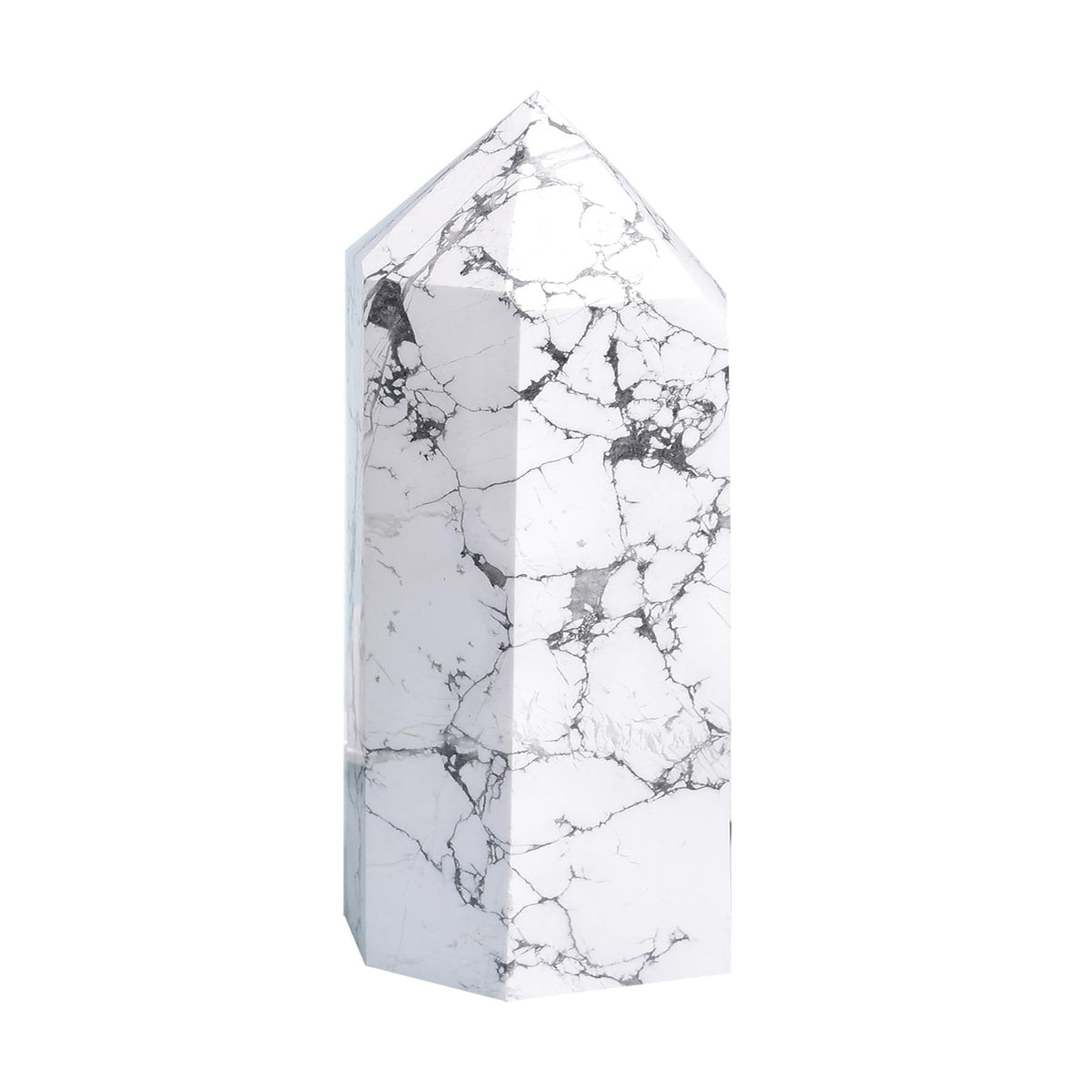 AMOYSTONE Large Stone Tower Natural White Turquoise Healing Crystal Wand Hexagonal Point Obelisk Irregular 3-3.5 Lbs, Spiritual Meditation, Reiki Chakra Gemstone Home Decor