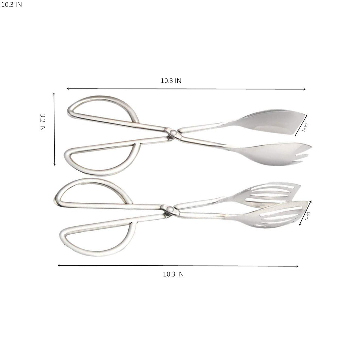 2-PACK Salad Tongs for Serving Buffet Party Catering with Stainless Steel Cooking Kitchen Tongs 10.3"