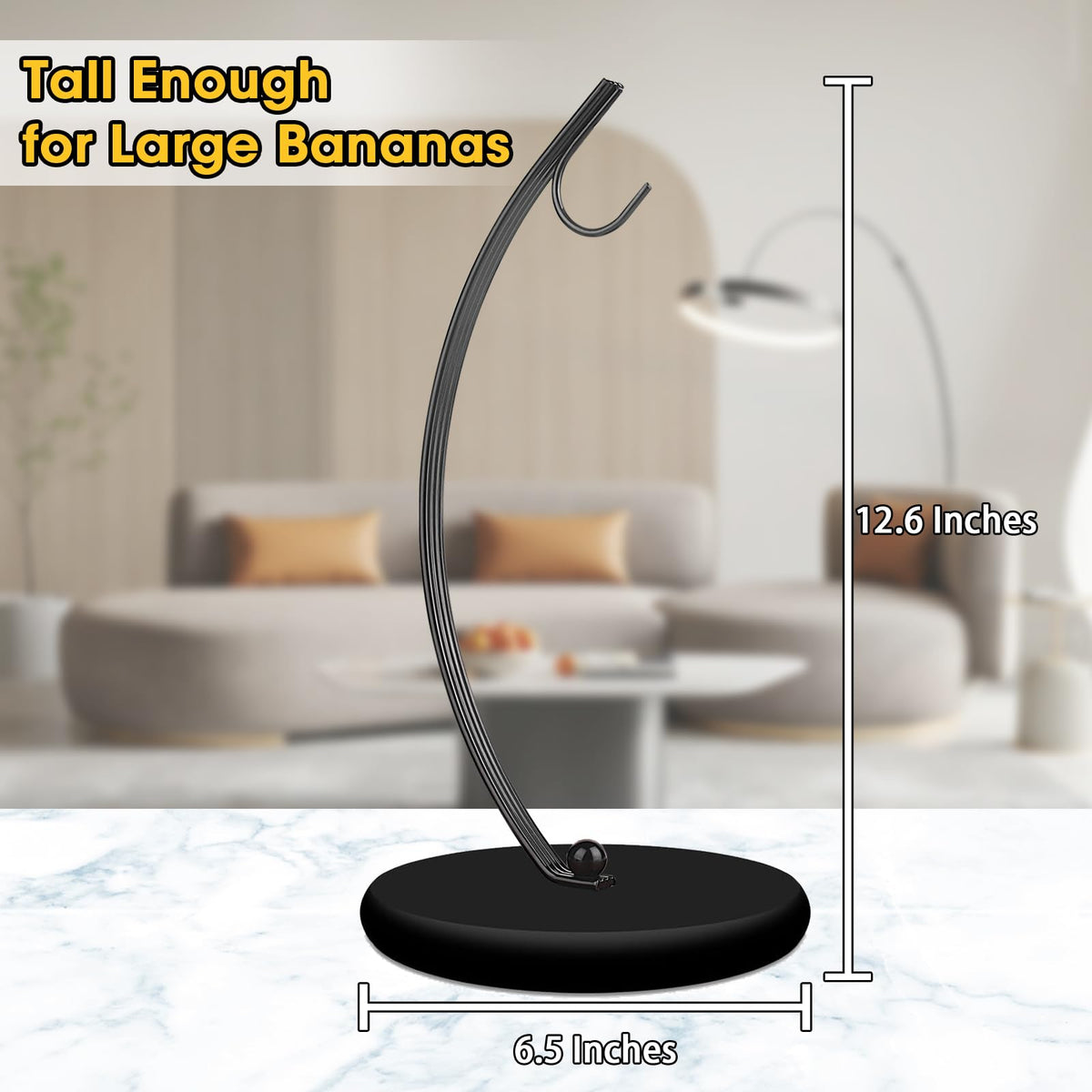 HOMKULA Banana Holder Stand - Hanging Hook Stands, Banana Hanger Hook Stand for Kitchen Counter (Modern, Full Black)