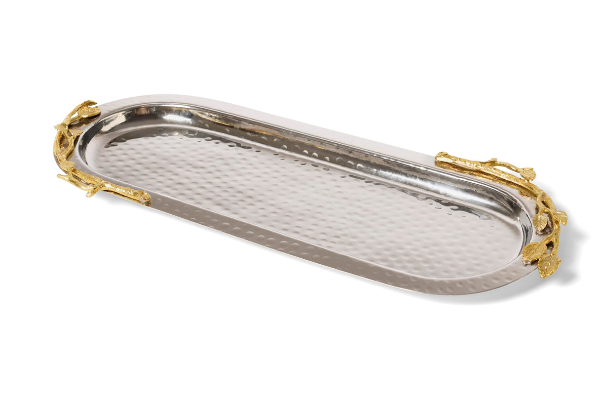 gilt leaf long oval dish