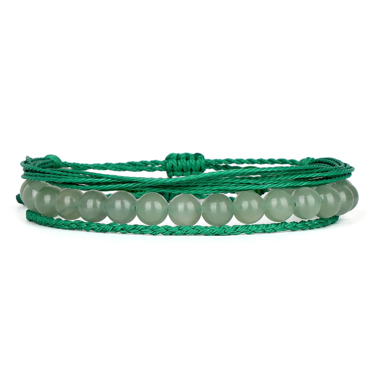 QOGIR Handmade Healing Stones Bracelet,8mm Natural Green Aventurine Gemstone Beads Bracelet,for Men Women Gifts with 2PCS Size Adjustable Rope Bracelets