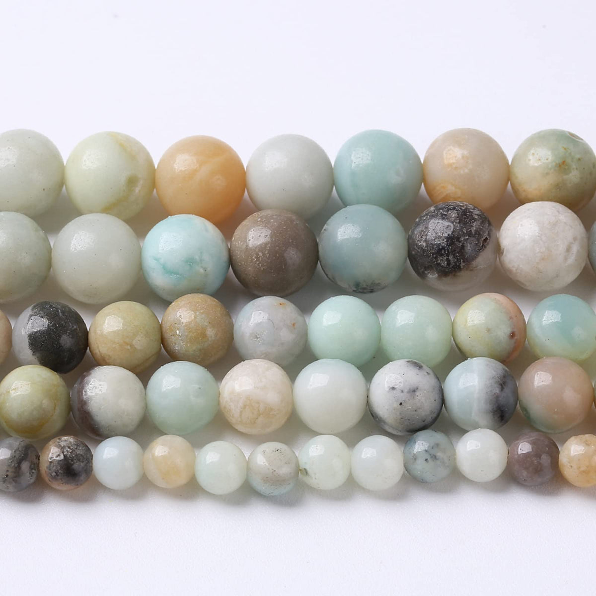 8mm 45pcs Natural Stone Beads Colorful Amazonite Gemstone Round Loose Beads for Jewelry Making DIY Bracelet Necklace Earrings15 Inch