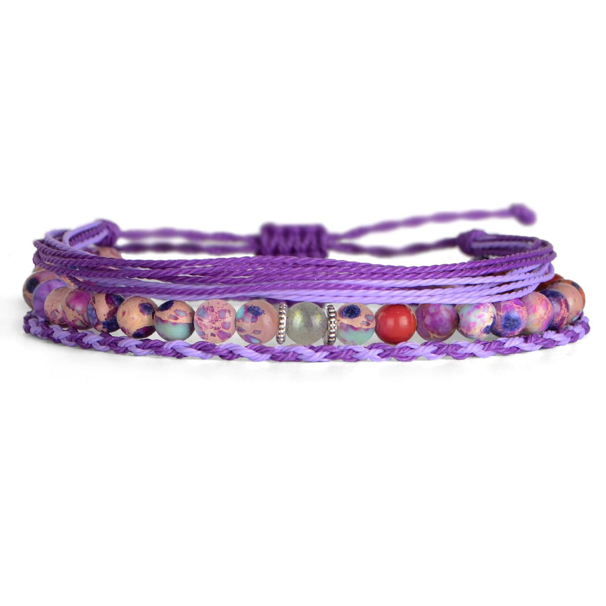 QOGIR Grandaughter Gifs Bracelet,Purple imperial Jasper Adjustable String Bracelet,Birthday Christmas Gifts