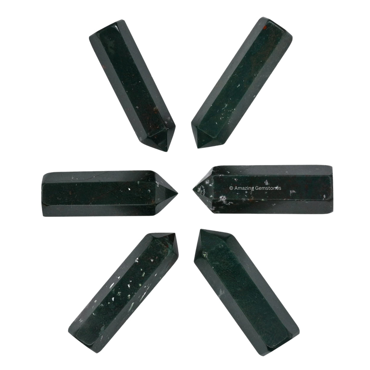 Amazing Gemstone Bloodstone Crystal Points Bulk Healing Crystals and Stones - Pack of 3 Single Terminated Healing Wand Point Bulk Crystals for Crafts, Crystal Grid, DIY Work - Premium Crystals