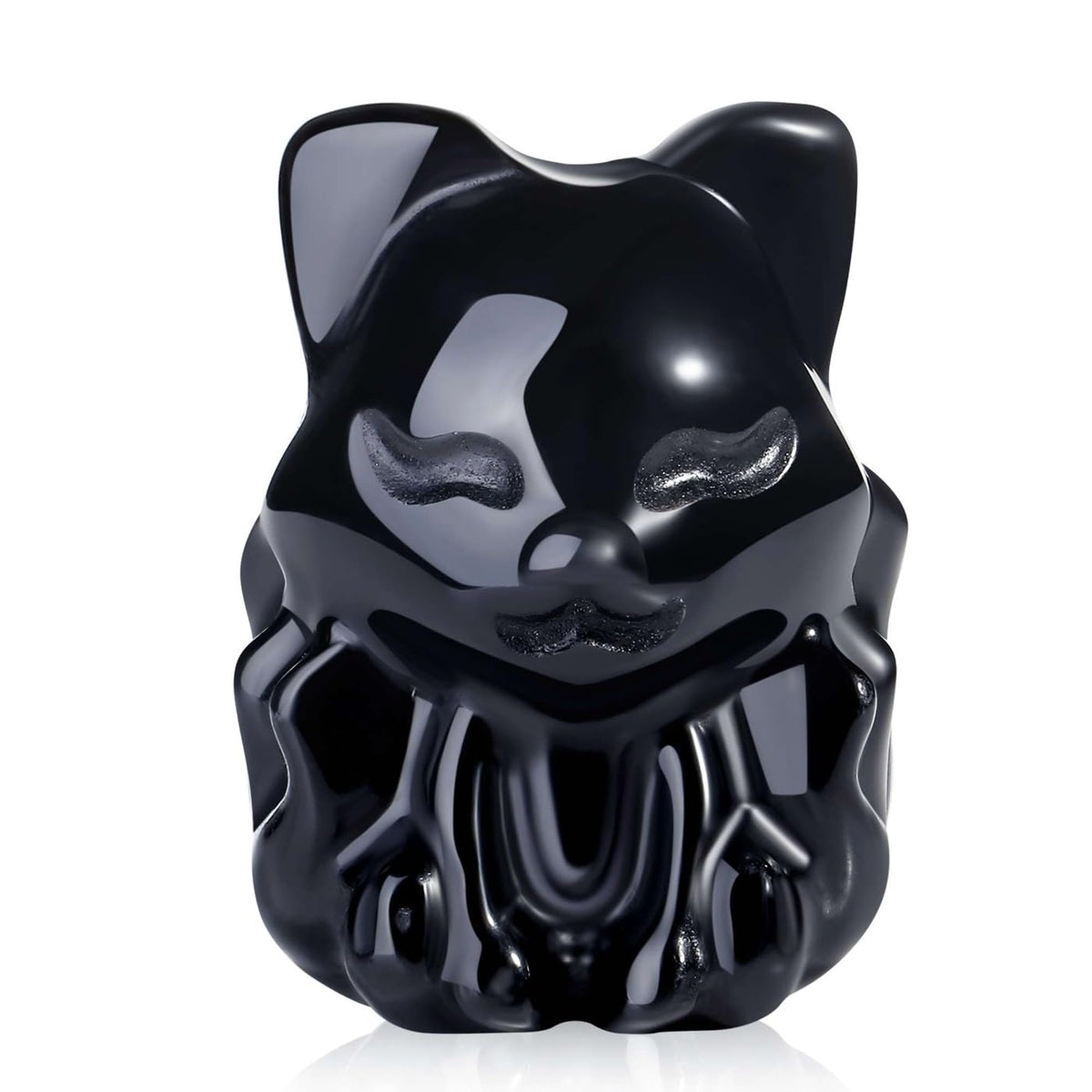 LAIDANLA 2" Black Obsidian Fox Figurine Healing Crystals Fox Statue Hand Carved Natural Gemstone Polished Reiki Spiritual Pocket Animal Sculpture Home Office Room Desk Decor