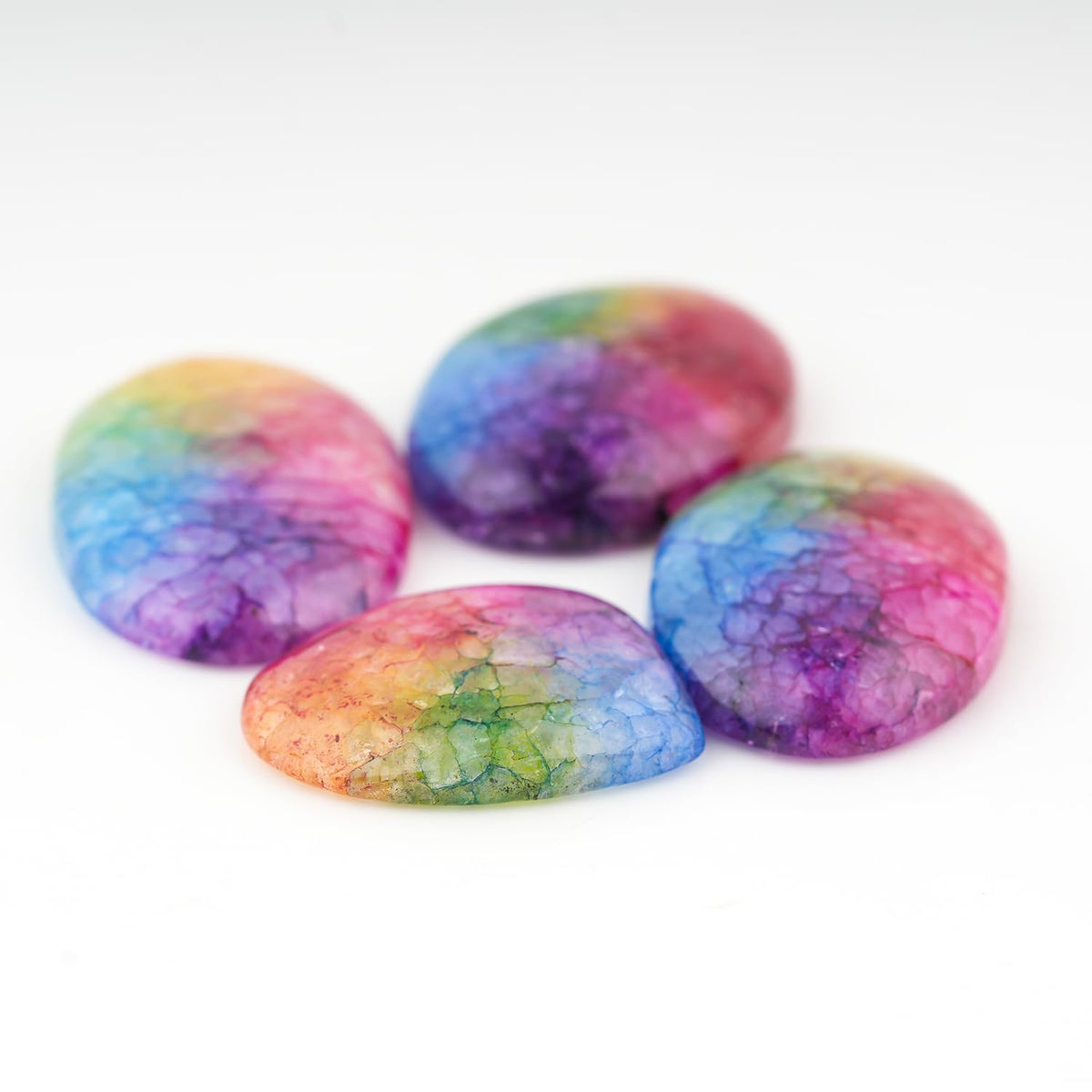 CRYSTALINES 4pcs, Wholesale Genuine Multi Color Solar Quartz Gemstone, DIY Jewelry Making, Flat-Back Cabochon Assorted Loose Supplies, Healing Crystals, Wire Wrapping, Giftgiving, Gem Collection