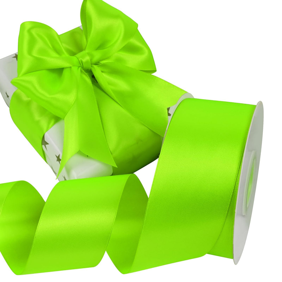Simplegoal Double Face Lime Green Satin Ribbon 2 Inch X 50 Yards Polyester Ribbons for Gift Wrapping Fabric Ribbon for Crafts Flower Bouquet Sewing Arts Wedding Party Decoration…