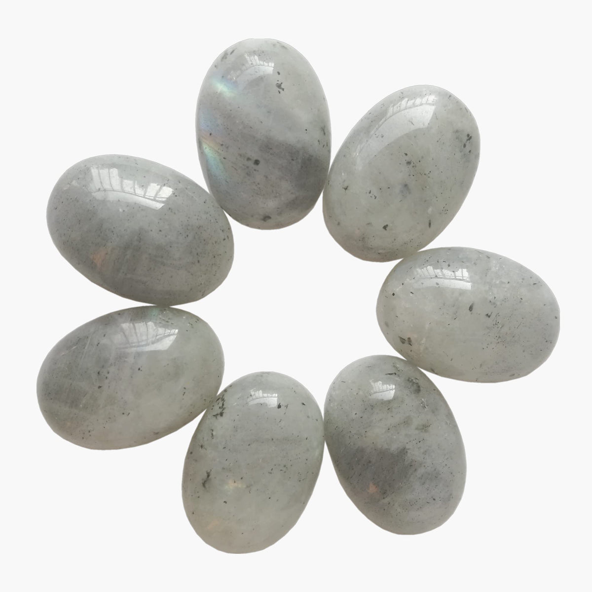 Bacatgem 7 Pcs Moonstone Oval Cabochons Flatback Crystal Stone Gemstones Beads for Jewelry Making DIY,18x13mm