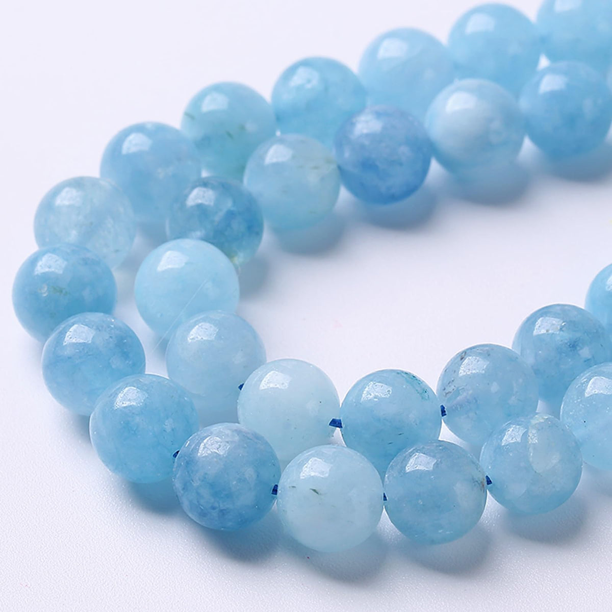 180pcs 4MM Blue Aquamarine Jade Natural Stone Beads Round Loose Crystal Energy Beads for Jewelry Making DIY Bracelet Necklace 2 Strands 32"