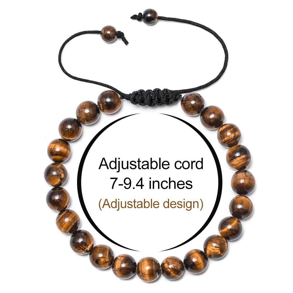 M MOOHAM Gifts for Male Coworkers Mens - Natural Black Lava Rock Stone Mens Anxiety Tiger Eye Bracelets Adjustable Aromatherapy Essential Oil Diffuser Healing Bracelet
