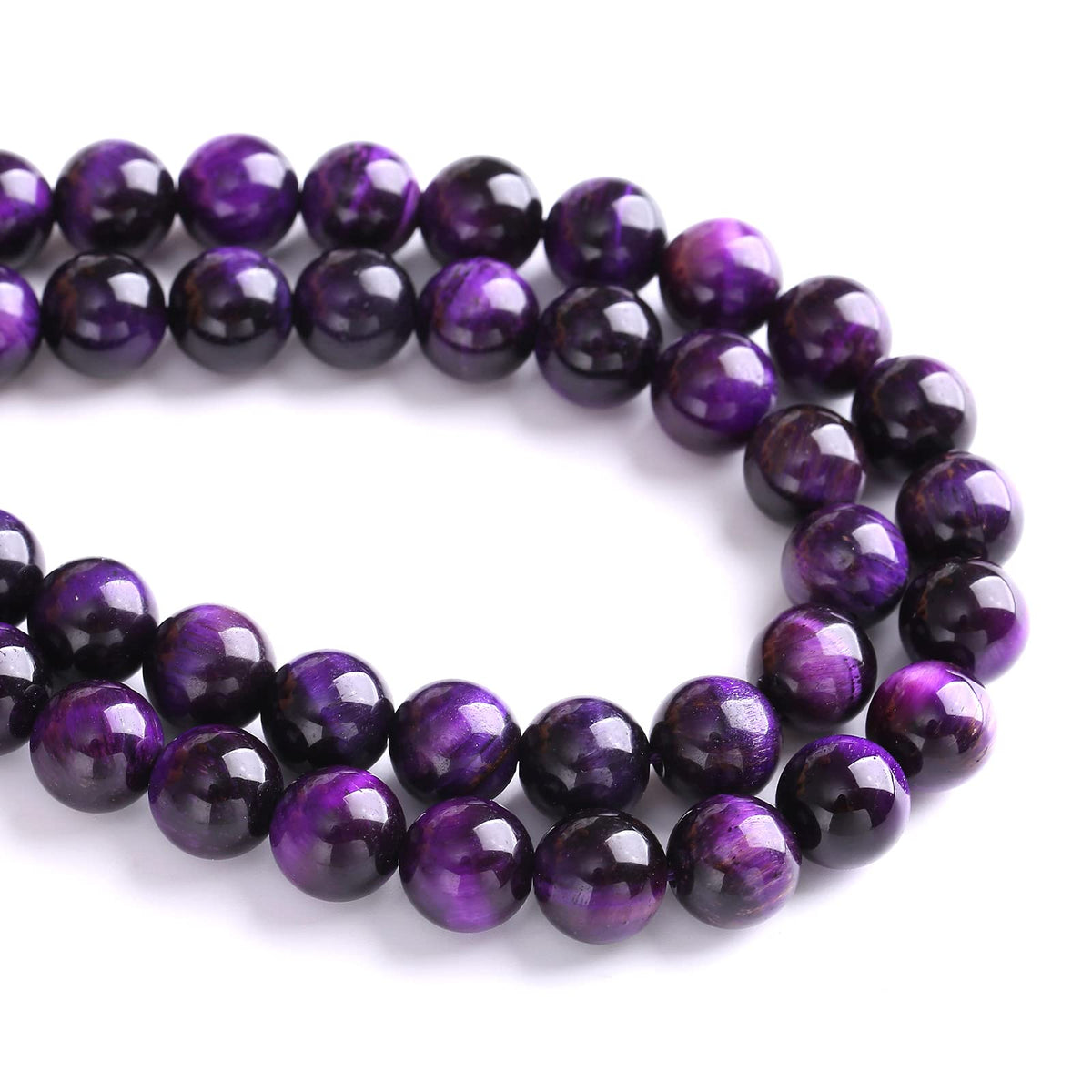 6mm 60pcs A+ Natural Purple Tiger Eye Stone Beads Round Spacer Loose Beads for Jewelry Making DIY Bracelet Necklace 15" Inch