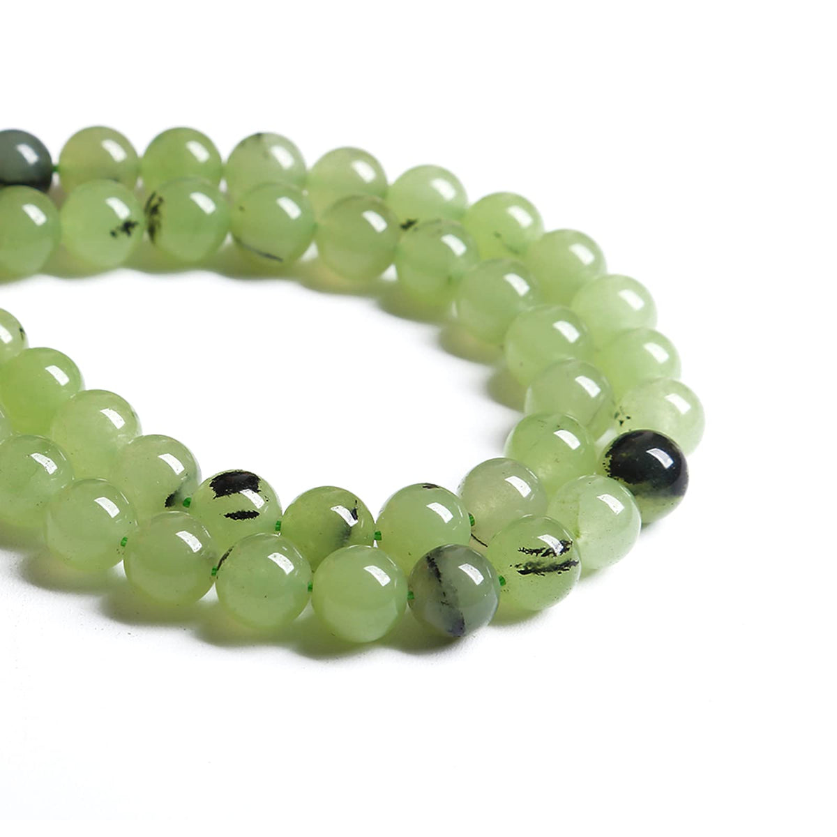 10MM 38PCS Natural Stone Prehnite Jade Loose Beads for Jewelry Making DIY Bracelet Necklace