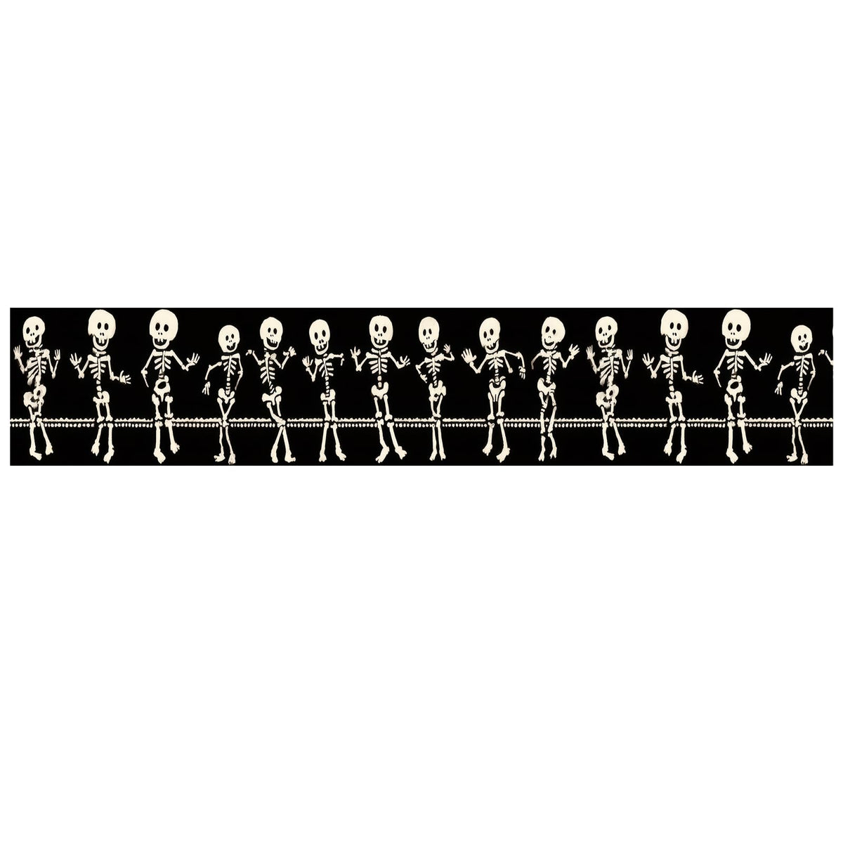 IOHEFY Skeleton Halloween Wallpaper Border 196x4 Inch Removable Wall Border Peel and Stick Dancing Bones Design for Bedroom Bathroom Living Room Kitchen Wall Trim Decor Spooky Gothic Holiday Style