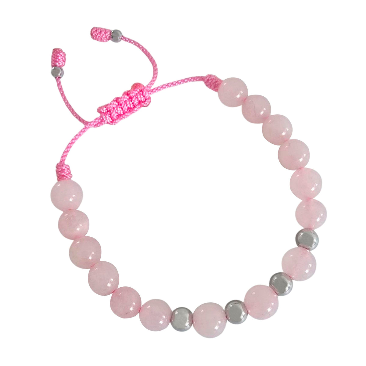 Sabeli Handmade Bracelets Real Natural Stones Healing Protection Focus 8mm Bead Adjustable Macrame Women Men Gemstone Gift (Rose Quartz)