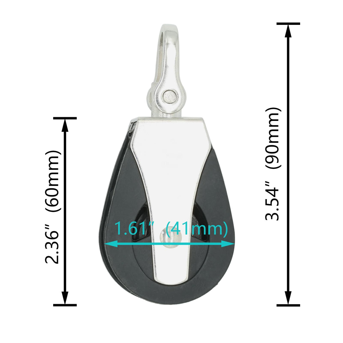 LEQMG High Load Marine Stainless Steel Nylon Block Single Pulley,Smooth Silent Bearing,Rope Runner Boat Accessories(2 Pcs)