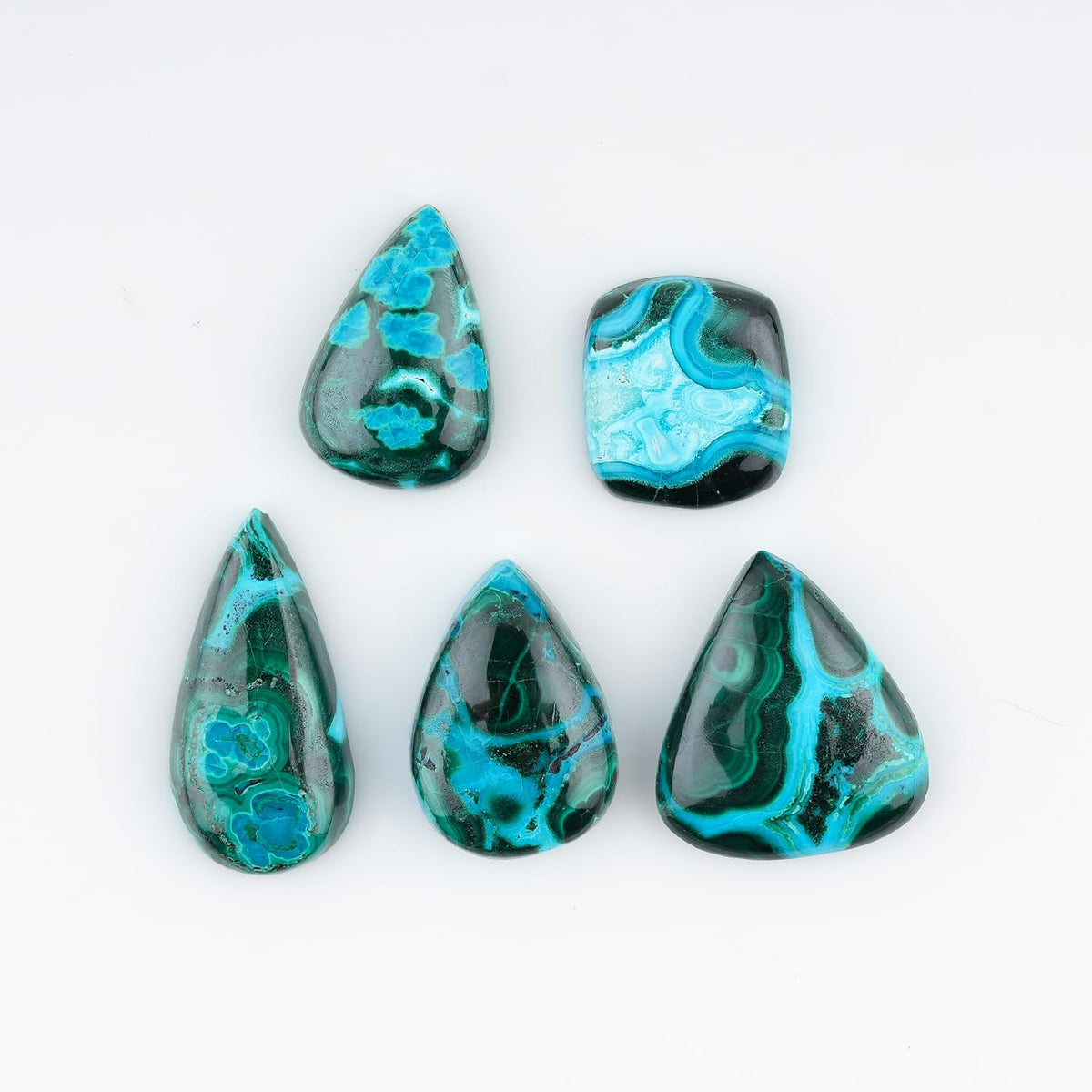 ColouredRocks 5pcs, 16-22mm, AZURITE MALACHITE, Mix Shape, Natural Cabochon Crystals, Loose Gemstone, Wholesale Polished Supply, Jewelry Making, DIY Craft, Gem Collection