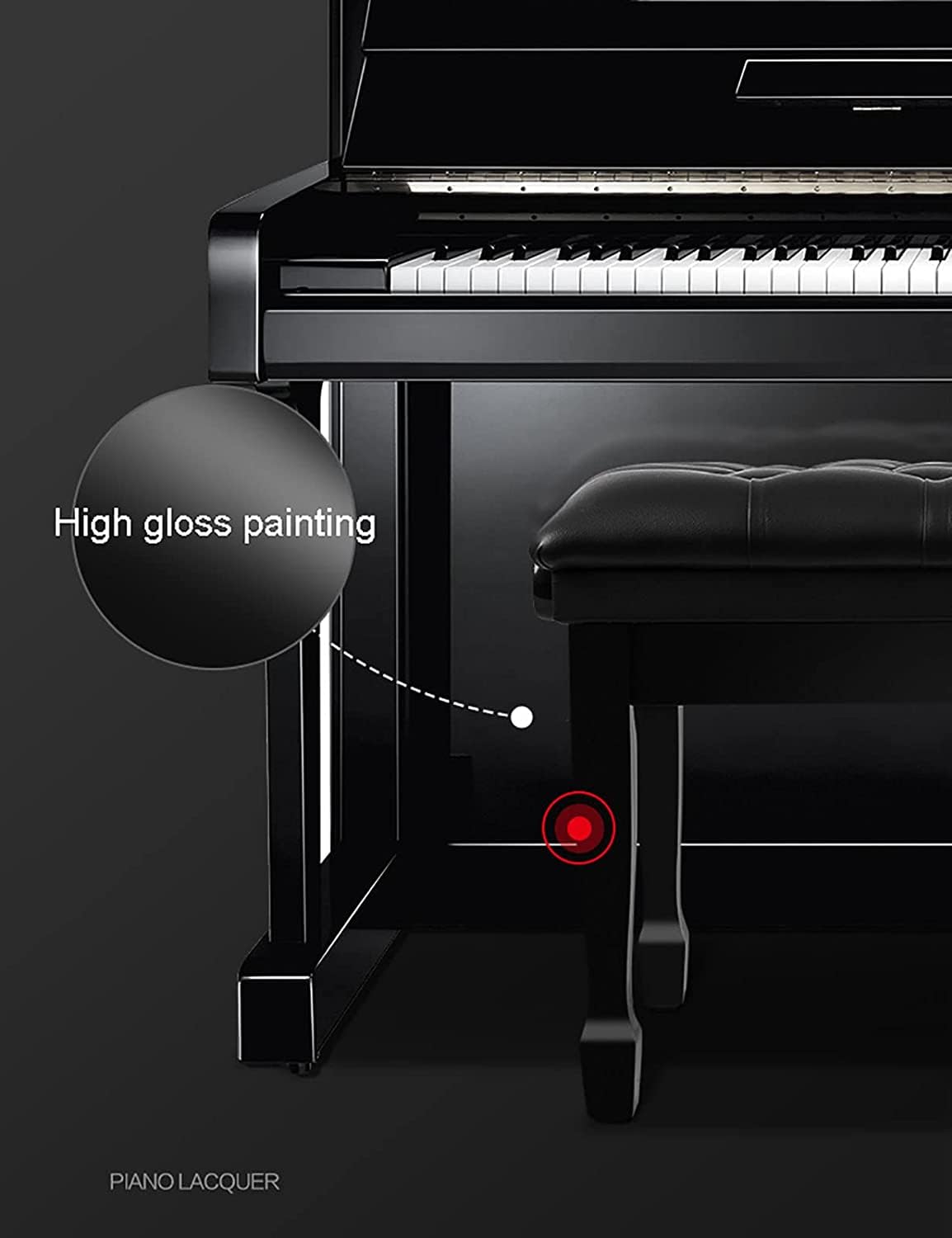 GAZOGJ Piano Stool Piano Bench Dressing Table Stool Genuine Leather Keyboard Bench Piano Stool, Height Adjustable Piano Bench with Storage Compartment, 58 x 41 x 48-58,Mahogany
