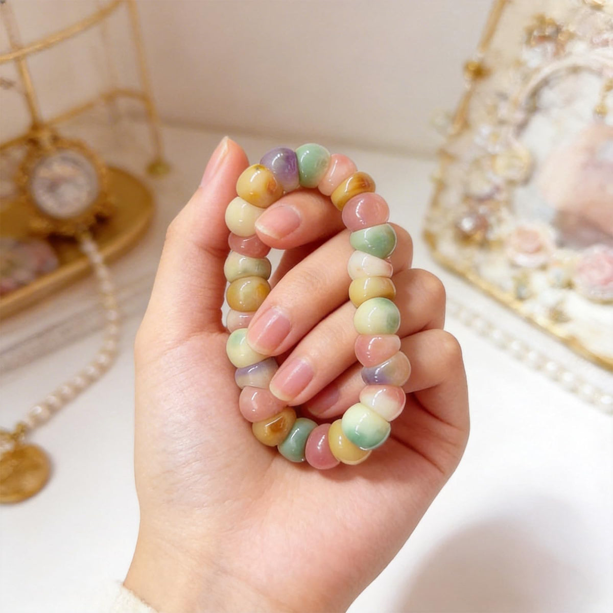Embtrem Fidget Bracelet Natural Bodhi Seeds Beaded Bracelets Zen Fidget Stretch Bracelets Alleviate Anxiety Stress Protection Healing Bodhi Jewelry Gifts for Women Men