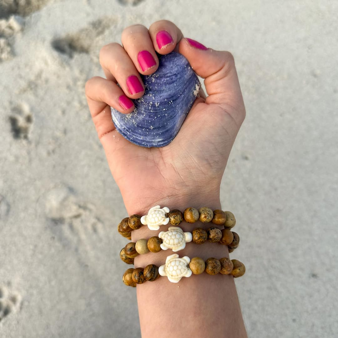 Fahlo Sea Turtle Tracking Bracelet – Track a Real Sea Turtle’s Journey – Supports Wildlife Conservation – Elastic, One Size Fits Most – on Interactive Mobile App Map – Unisex Ocean Conservation Gift (Sky Stone)