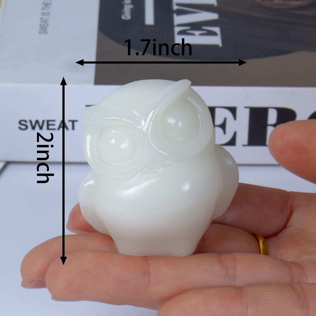 QLRSUXN 2 Inch Owl Figurine Handcrafted,White Jade Healing Crystal Animal Sculpture,Home Decor Unique Gift for Collectors,Crystal Artwork Nature Lovers Birthday Anniversary Present Spiritual Gift